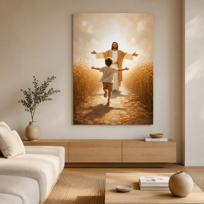 Cuadro Corro a sus brazos (niño)